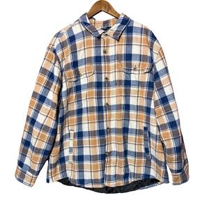 St. John's Bay Men 2X Flannel Lined Shirt Jacket Button Up Casual Outerwear